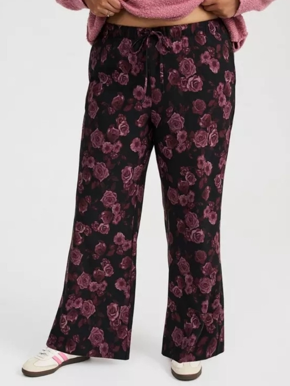 Torrid Fading Roses Floral Studio Stretch Crepe High Rise Wide-Leg Pants